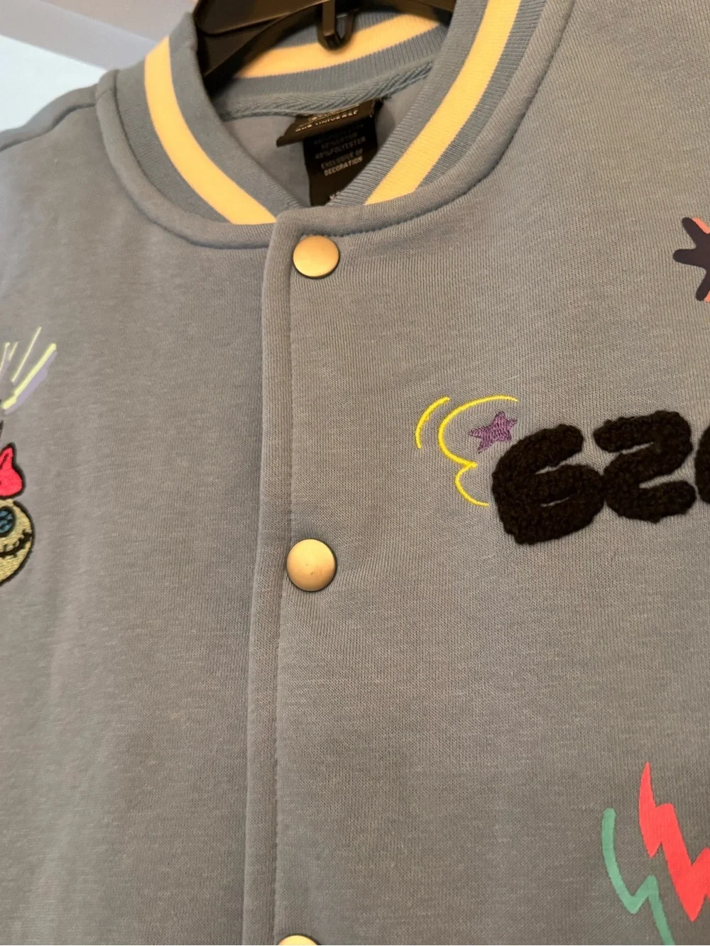 Disney Light Blue and Cream Kids' Embroidered Varsity Jacket